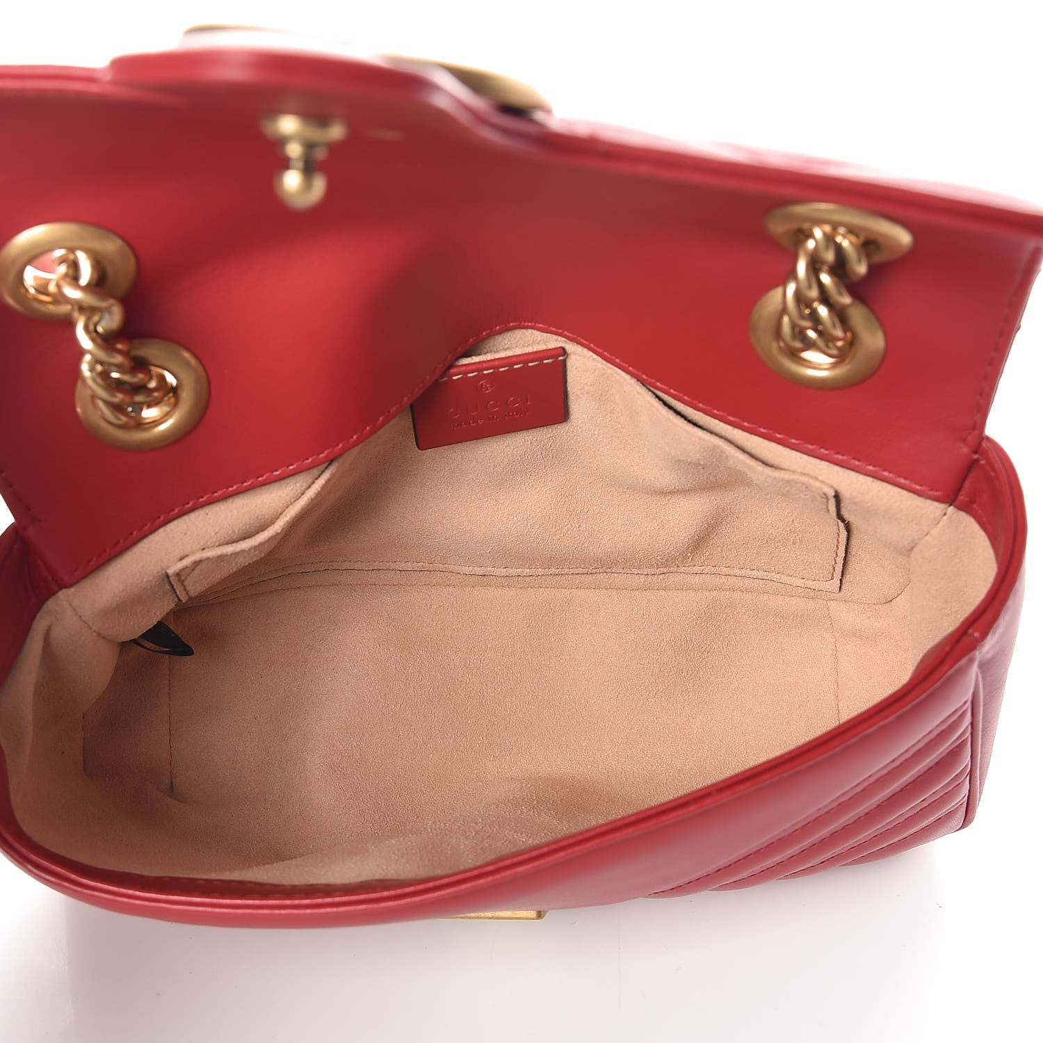 Gucci Calfskin Matelasse Mini GG Marmont Shoulder Bag Hibiscus Red 7 of 9