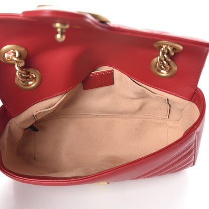 Gucci Calfskin Matelasse Mini GG Marmont Shoulder Bag Hibiscus Red 7 of 9