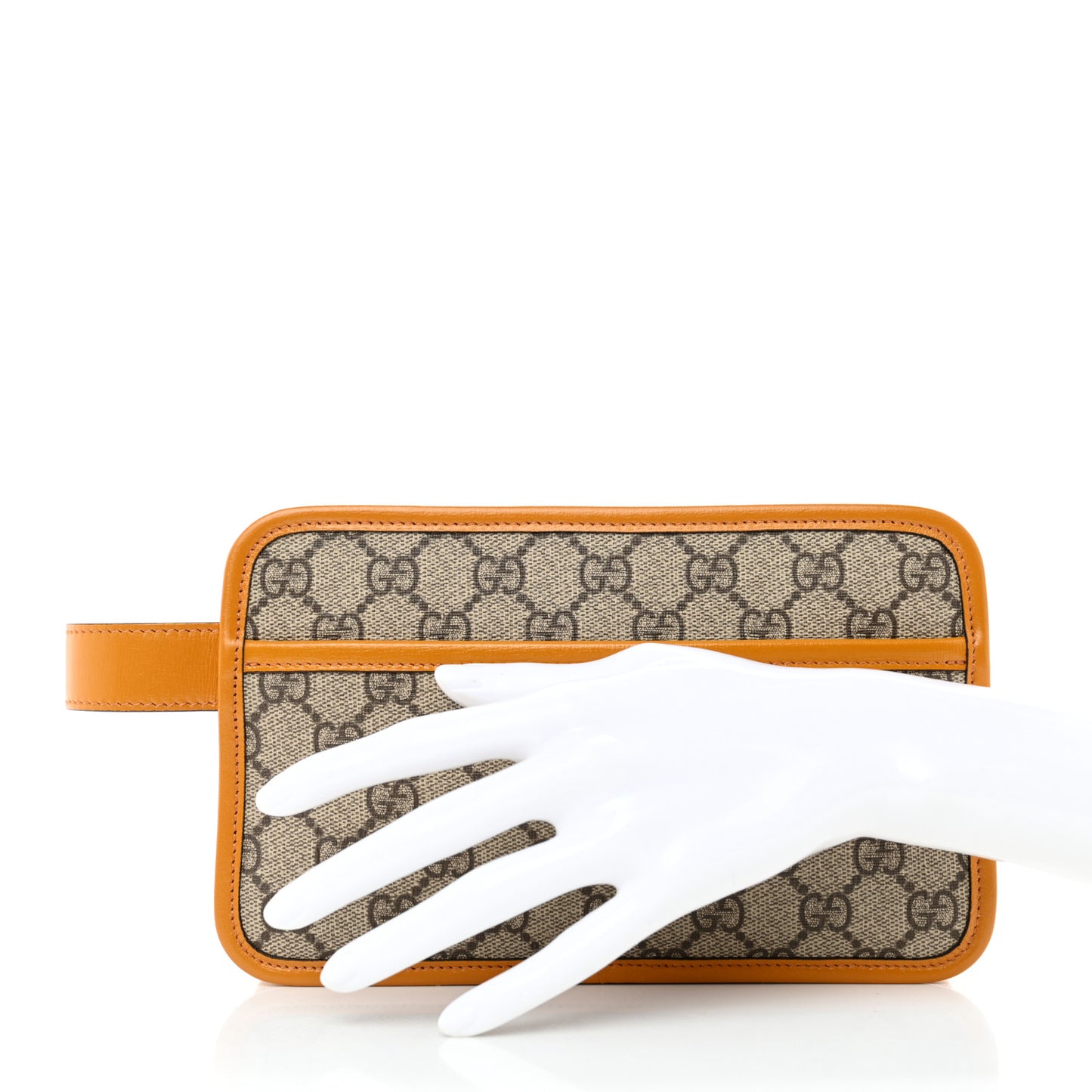 GG Supreme Monogram Textured Calfskin Retro Interlocking G Travel Pouch Beige Yellow