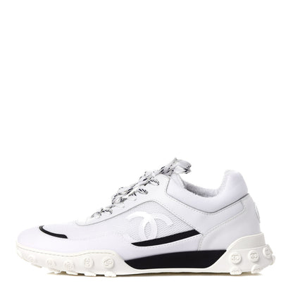 Chanel Calfskin Mesh Lycra Womens Logo Sneakers 40 White 1 of 10