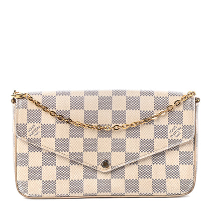 Louis Vuitton Damier Azur Pochette Felicie Chain Wallet Rose Ballerine 1 of 10