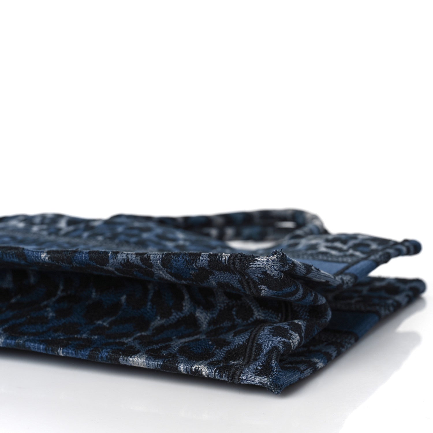 Christian Dior Canvas Mizza Embroidered Medium Leopard Book Tote Blue 8 of 8