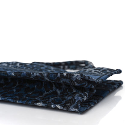 Christian Dior Canvas Mizza Embroidered Medium Leopard Book Tote Blue 8 of 8