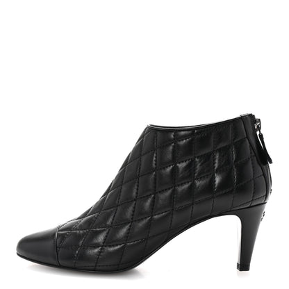 Chanel Calfskin Quilted Cap Toe Short Boots 38.5 Black 1 of 10