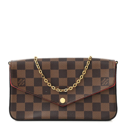 Louis Vuitton Damier Ebene Pochette Felicie Chain Wallet 1 of 13