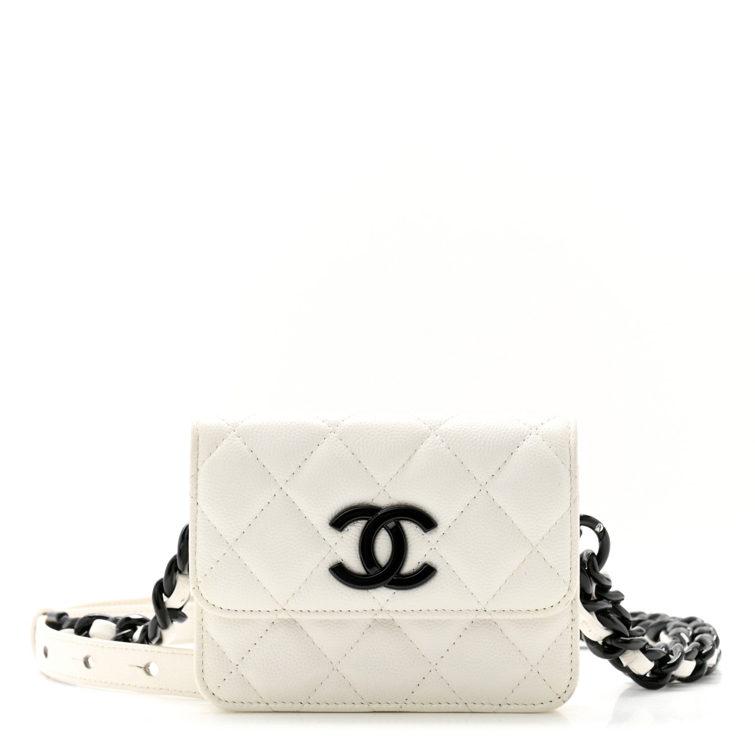 Chanel Caviar Quilted My Everything Belt Flap Card Holder White 1 of 11