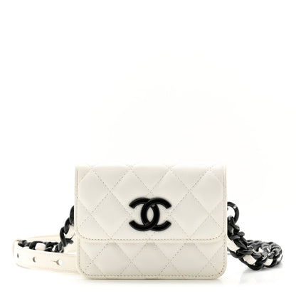 Chanel Caviar Quilted My Everything Belt Flap Card Holder White 1 of 11