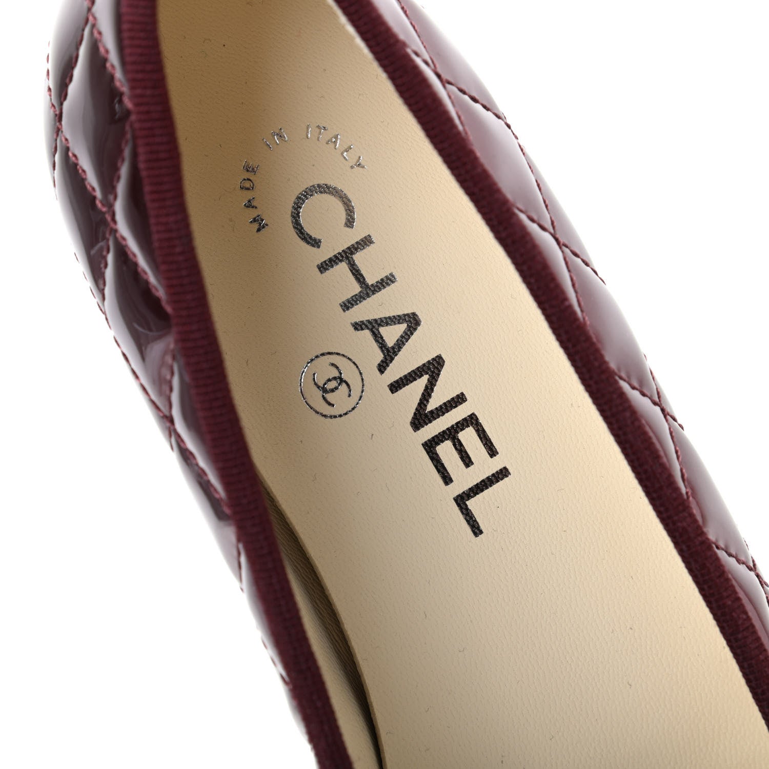 Chanel Patent Quilted Cap Toe CC Ballerina Flats 37.5 Rose Fonce 8 of 11