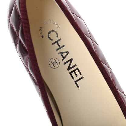 Chanel Patent Quilted Cap Toe CC Ballerina Flats 37.5 Rose Fonce 8 of 11
