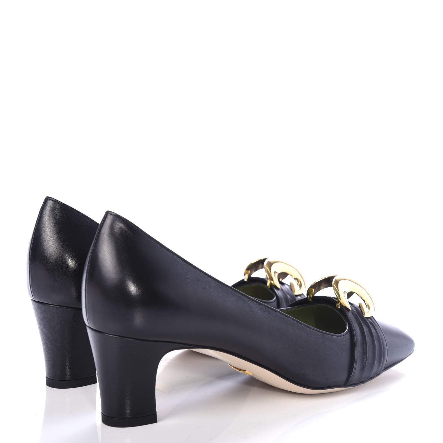 Gucci Malaga Kid Half Moon GG Square Toe Pumps 38 Black 4 of 11