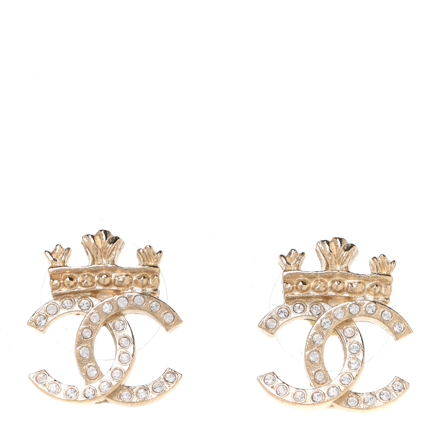 Crystal CC Crown Earrings Gold