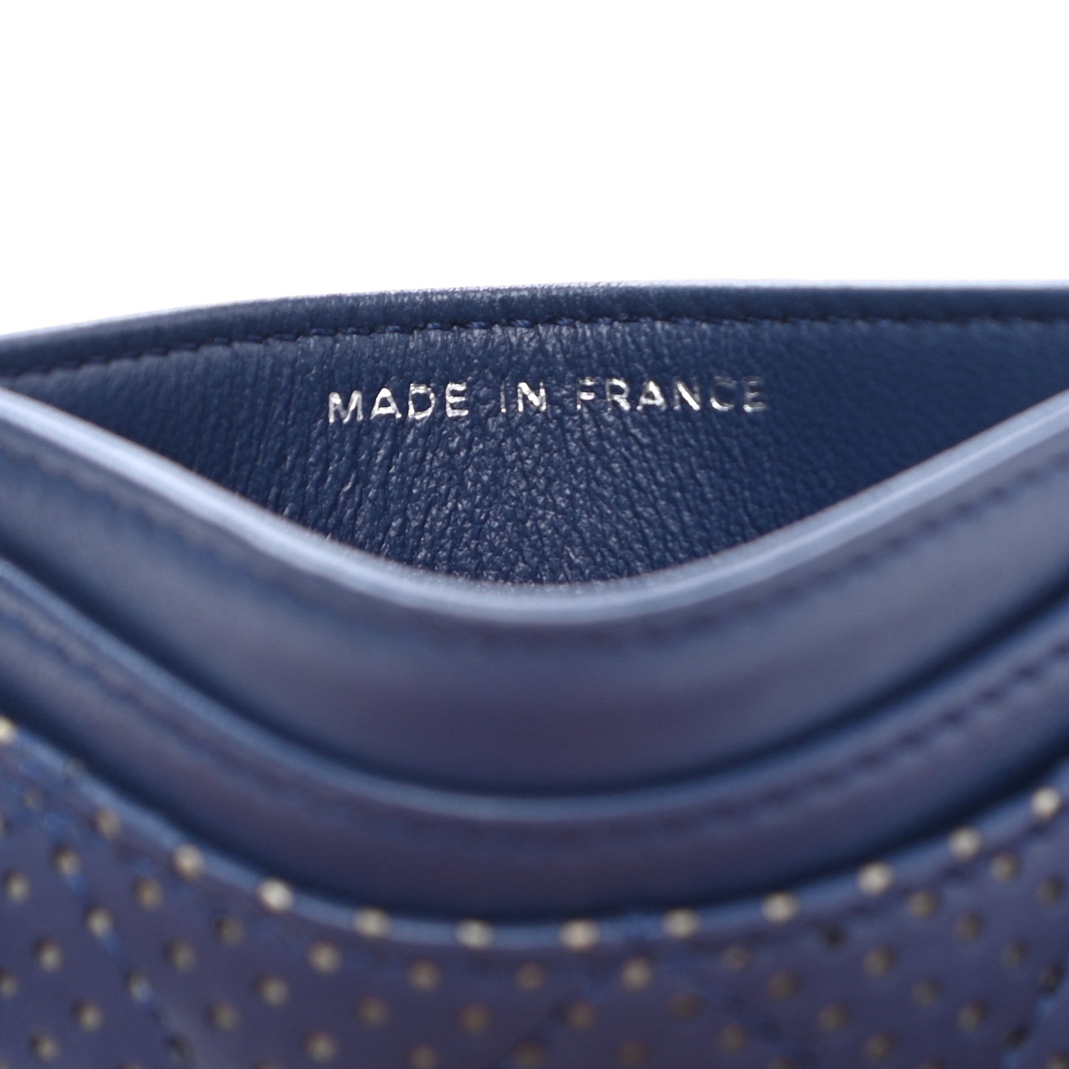 Chanel Perforated Lambskin Quilted Card Holder Blue 7 of 10