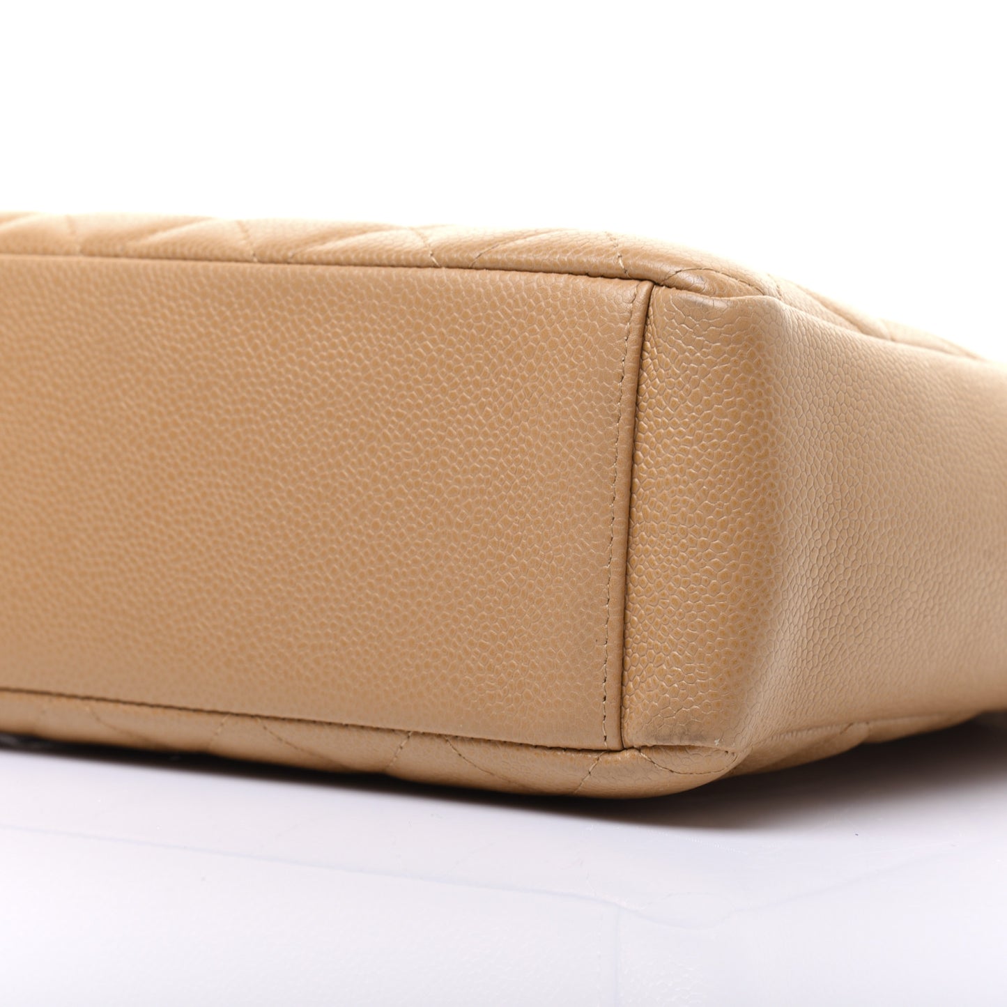 Caviar Quilted Petit Shopping Tote PST Dark Beige