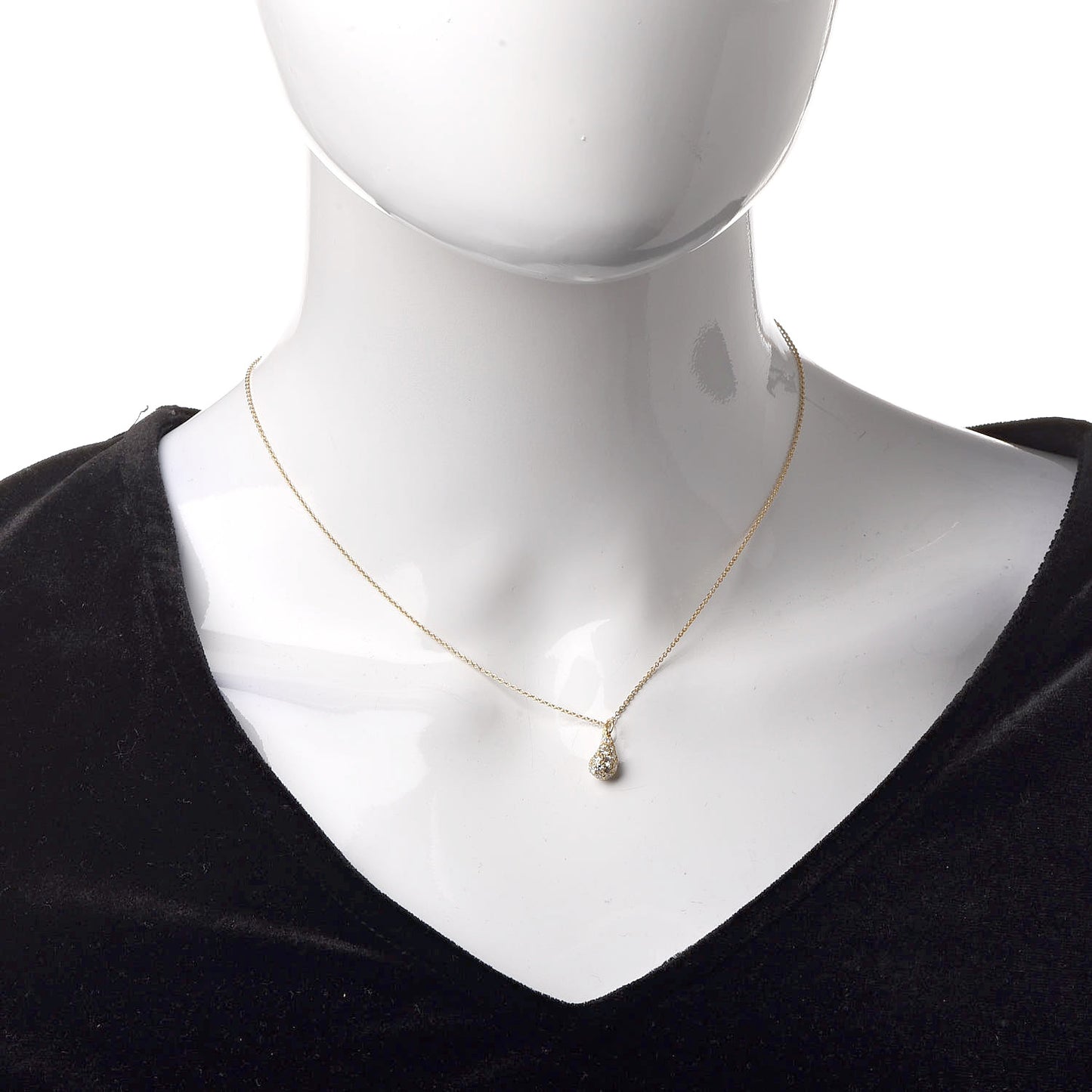 18K Yellow Gold Diamond Elsa Peretti Teardrop Pendant Necklace