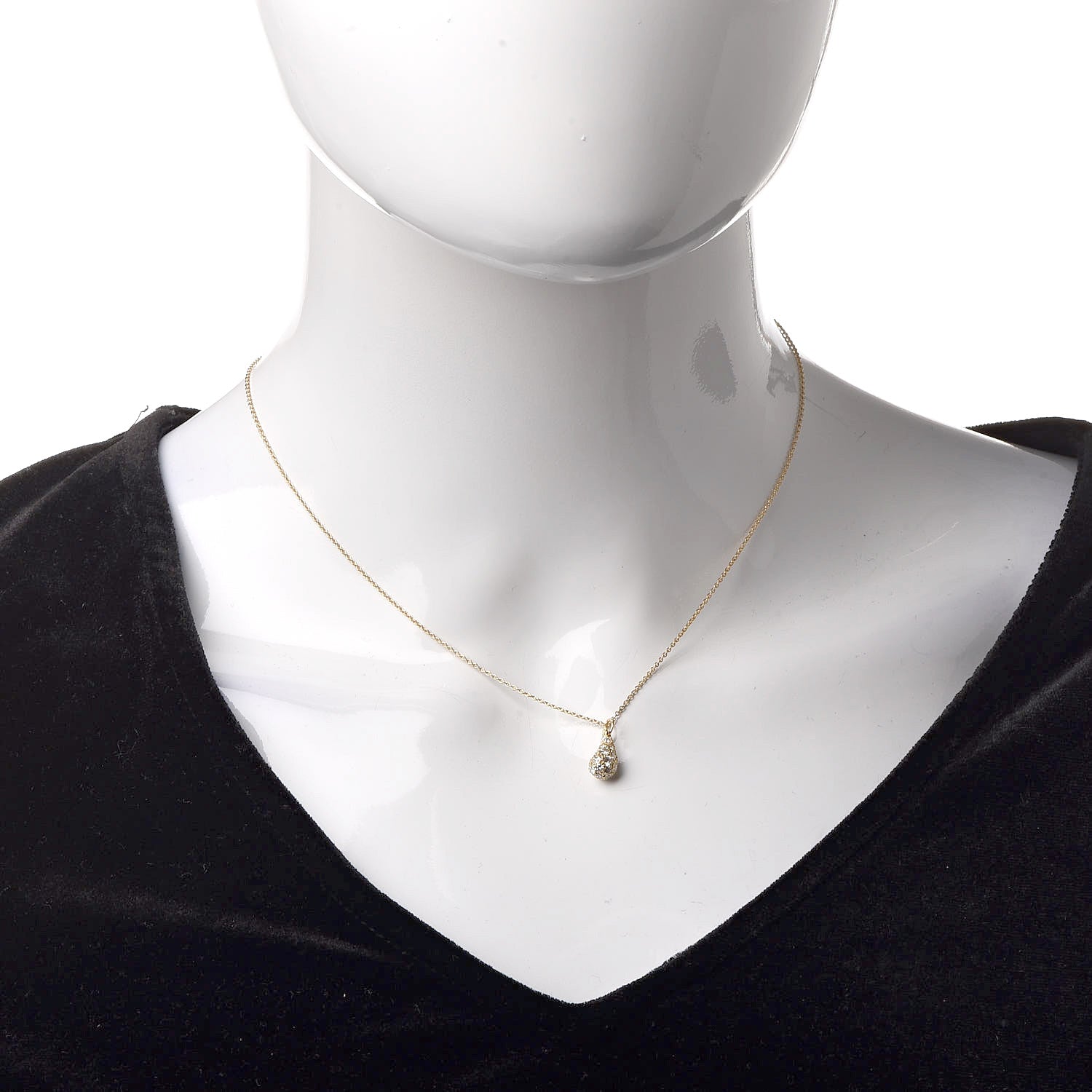 Tiffany 18K Yellow Gold Diamond Elsa Peretti Teardrop Pendant Necklace 2 of 6