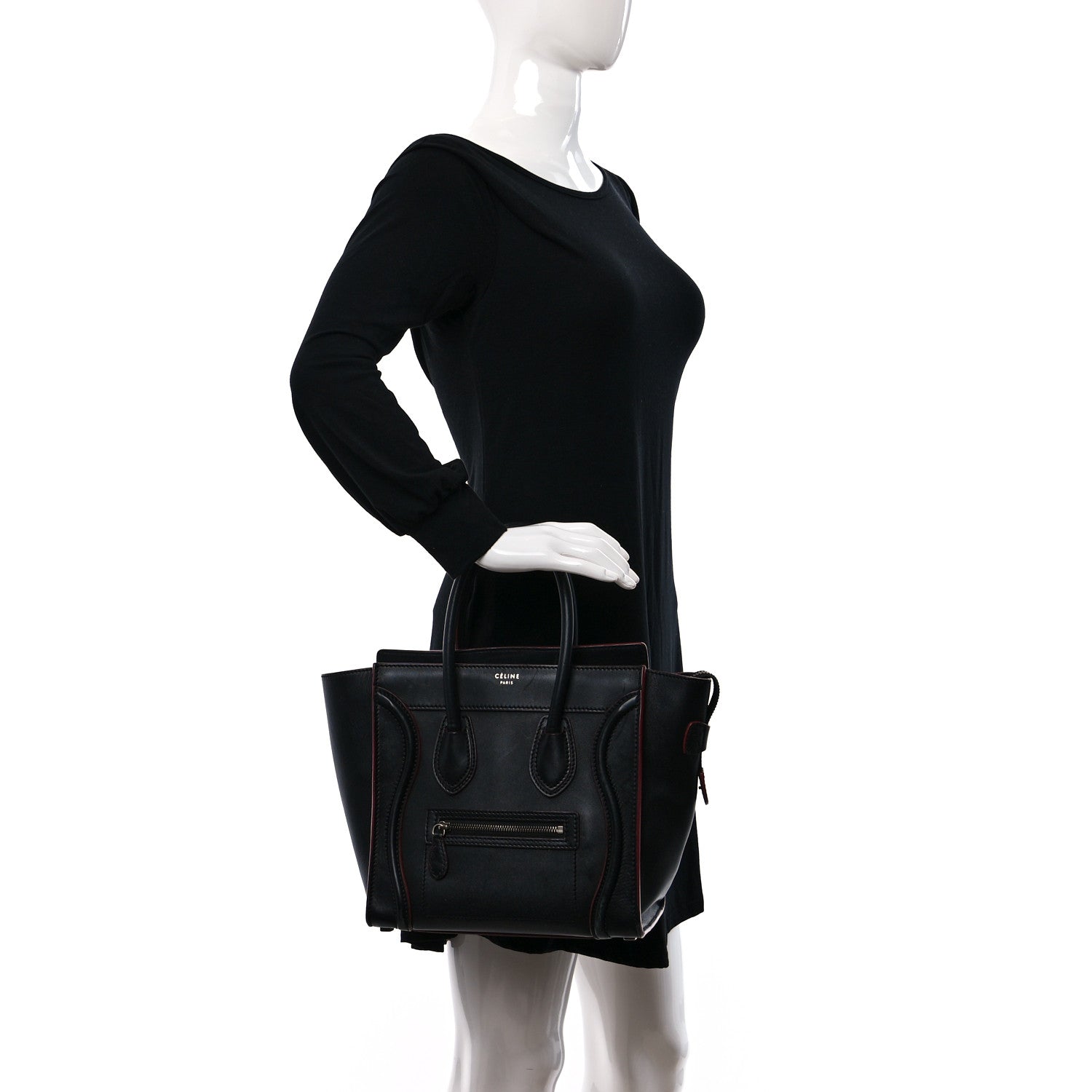 Celine Smooth Calfskin Micro Luggage Black 2 of 8