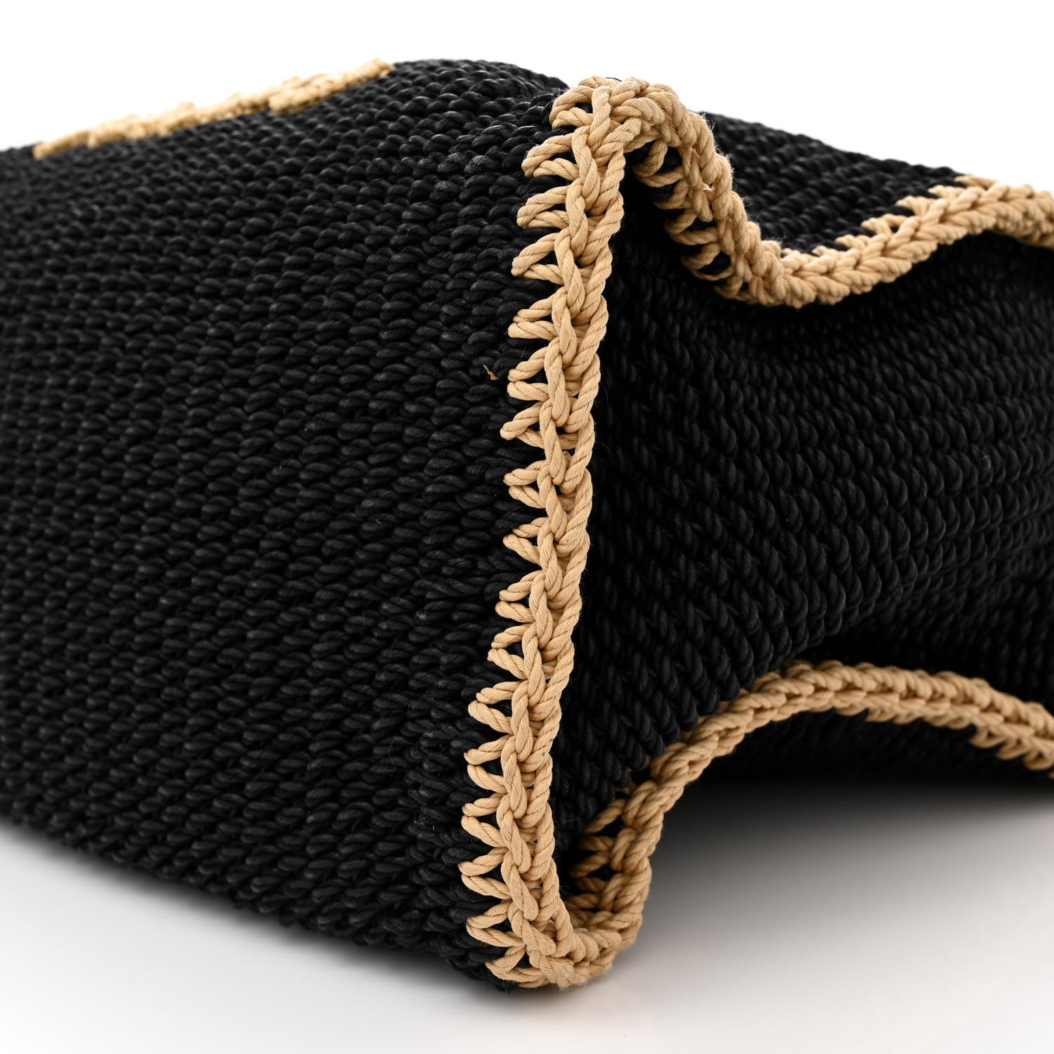 Chanel Cotton Crochet Large Deauville Tote Black Beige 10 of 10