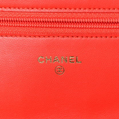 Chanel Lambskin Quilted Wallet On Chain WOC Red 6 of 13
