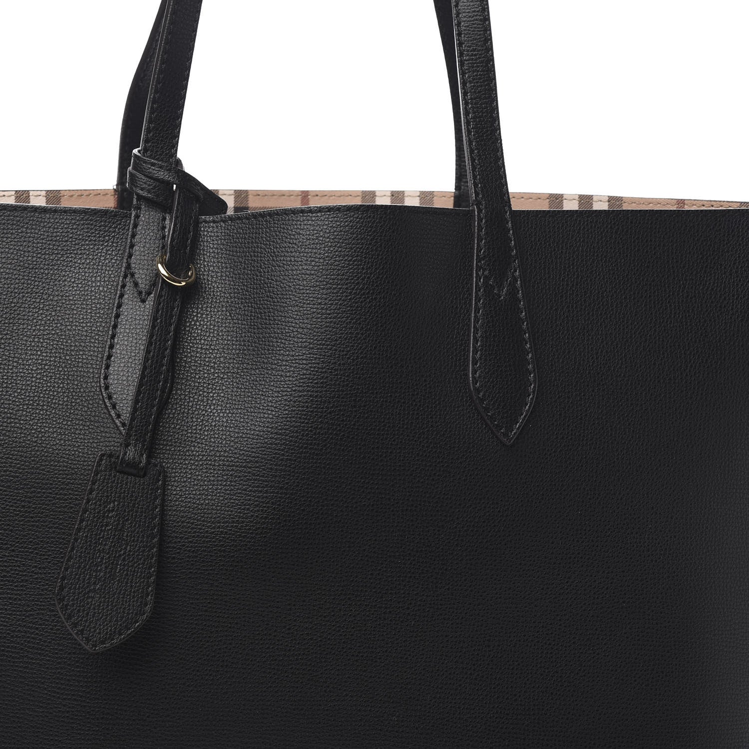 Burberry Grainy Calfskin Haymarket Check Medium Reversible Tote Black 12 of 15