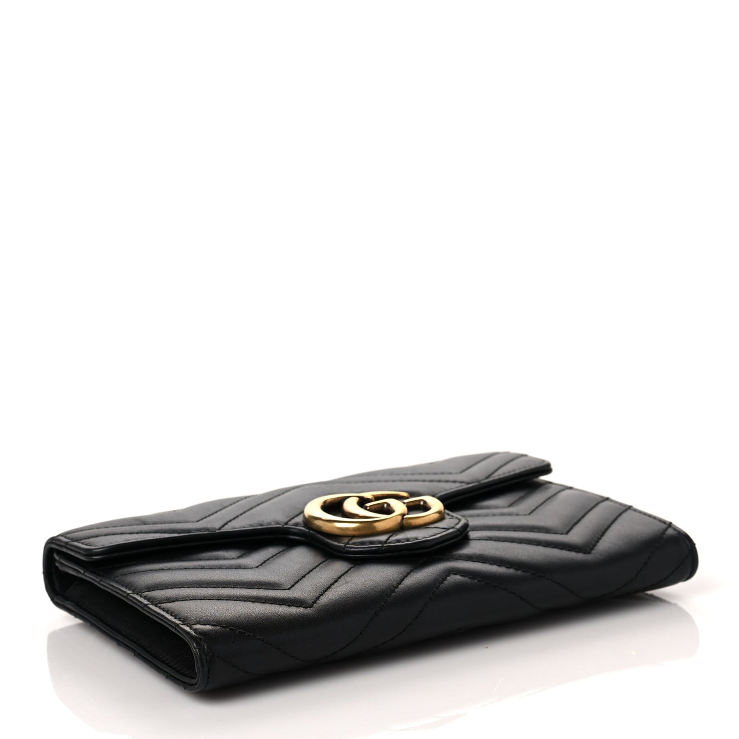 Calfskin Matelasse Mini GG Marmont Chain Wallet Black