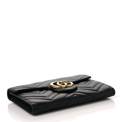Gucci Calfskin Matelasse Mini GG Marmont Chain Wallet Black 4 of 9