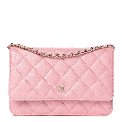 Chanel Iridescent Caviar Quilted Wallet on Chain WOC Rose Pink 1 of 11