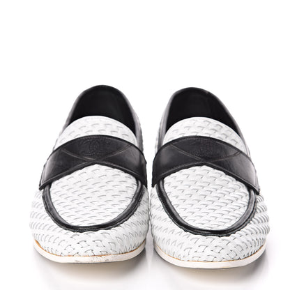 Chanel Lambskin Calfskin Braided Mocassin Loafers 38 Black White 2 of 9