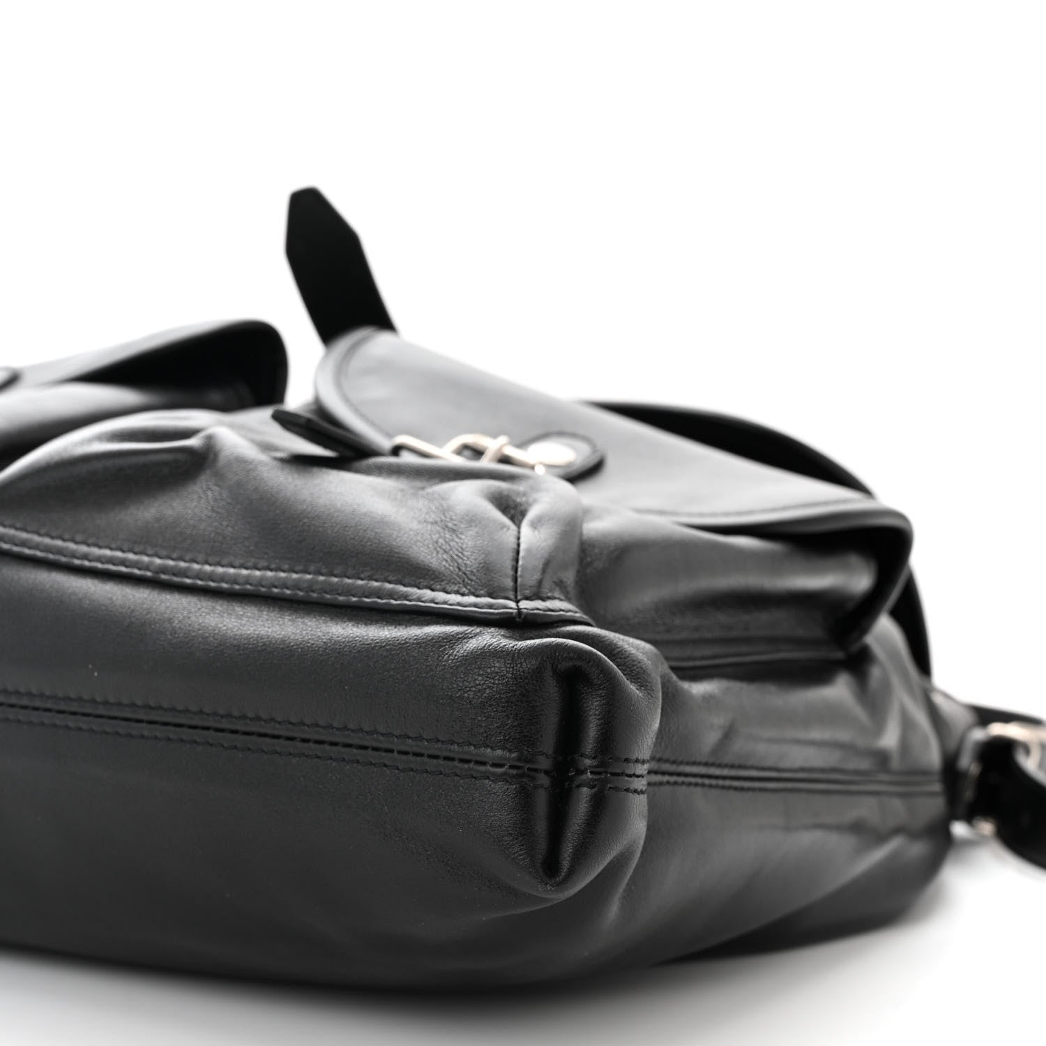 Saint Laurent Calfskin Shoulder Backpack Bag Black 10 of 10