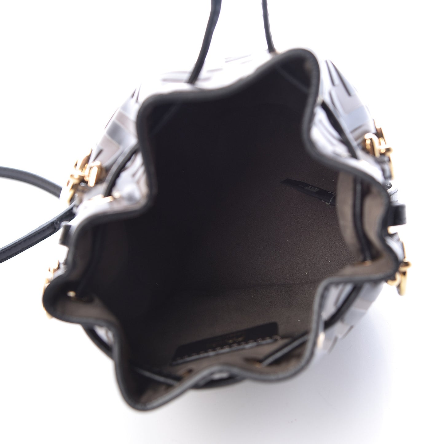 Vitello Liberty F is Fendi Bi-Color FF 1974 Embossed Mini Mon Tresor Bucket Bag Maya Black