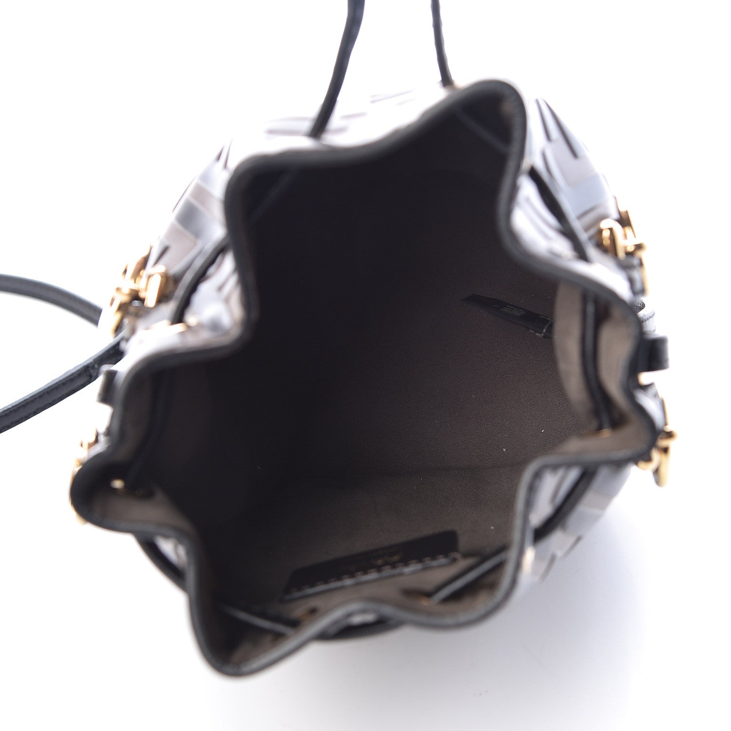 Fendi Vitello Liberty F is Fendi Bi-Color FF 1974 Embossed Mini Mon Tresor Bucket Bag Maya Black 5 of 13