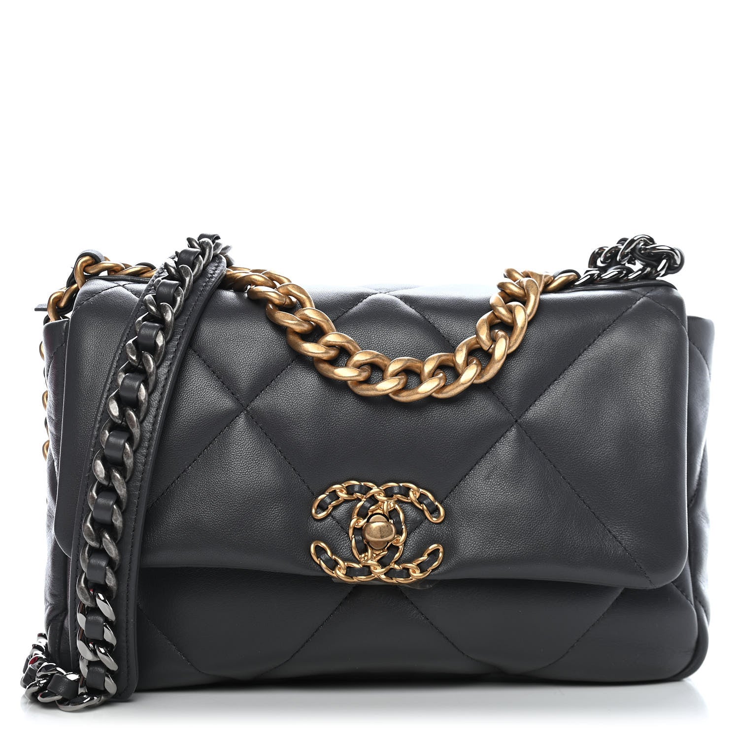 Chanel Lambskin Quilted Medium Chanel 19 Flap Dark Grey 1 of 9