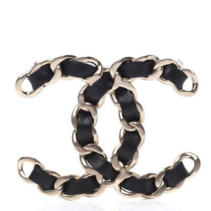 Chanel Lambskin Chain CC Brooch Black Gold 1 of 5