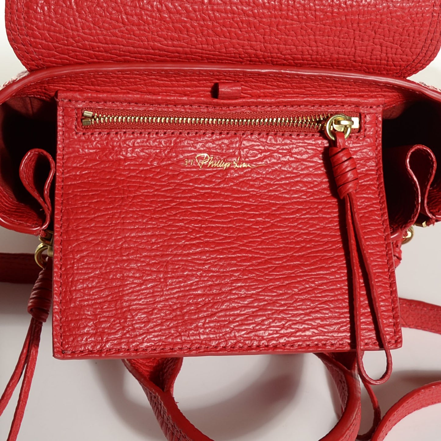 3.1 Textured Calfskin Mini Pashli Satchel Red