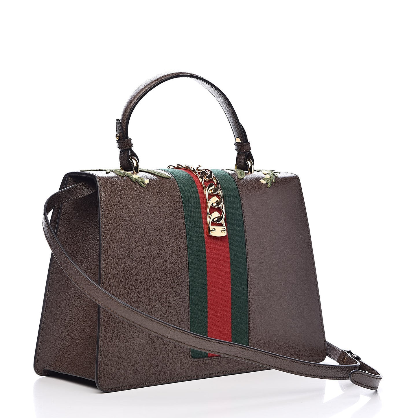 Calfskin Embroidered Medium Sylvie Top Handle Bag New Acero Multicolor