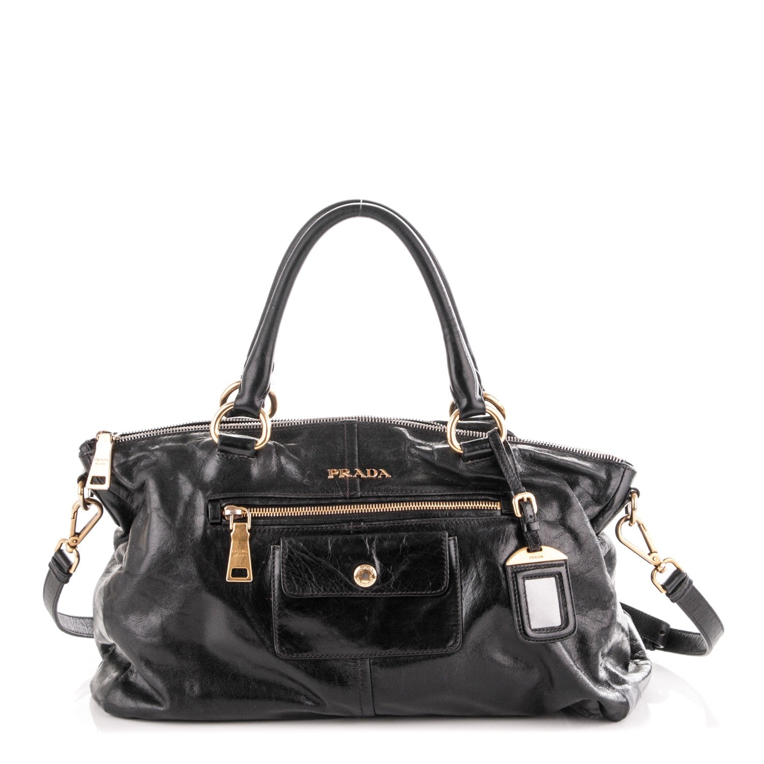 Prada Glace Calf Bowler Black 1 of 7