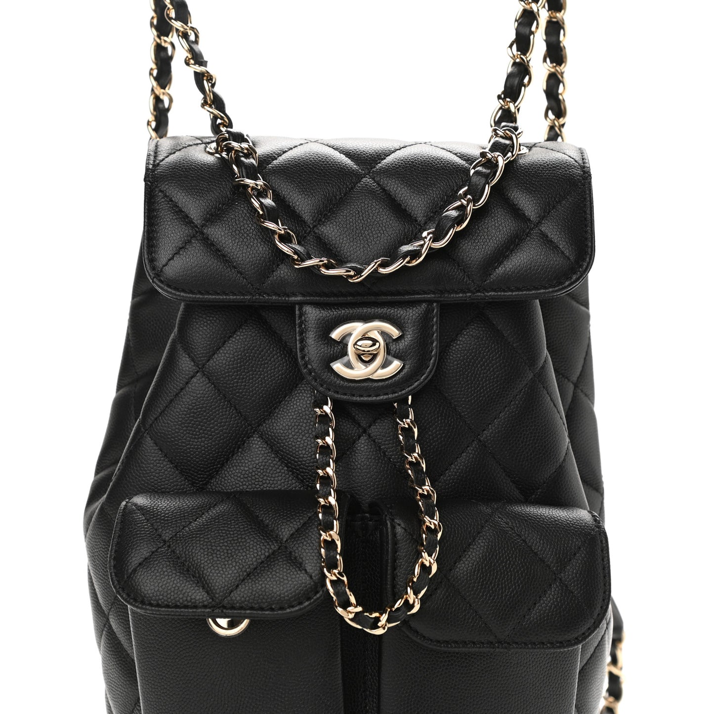 Caviar Quilted Pockets Backpack Black