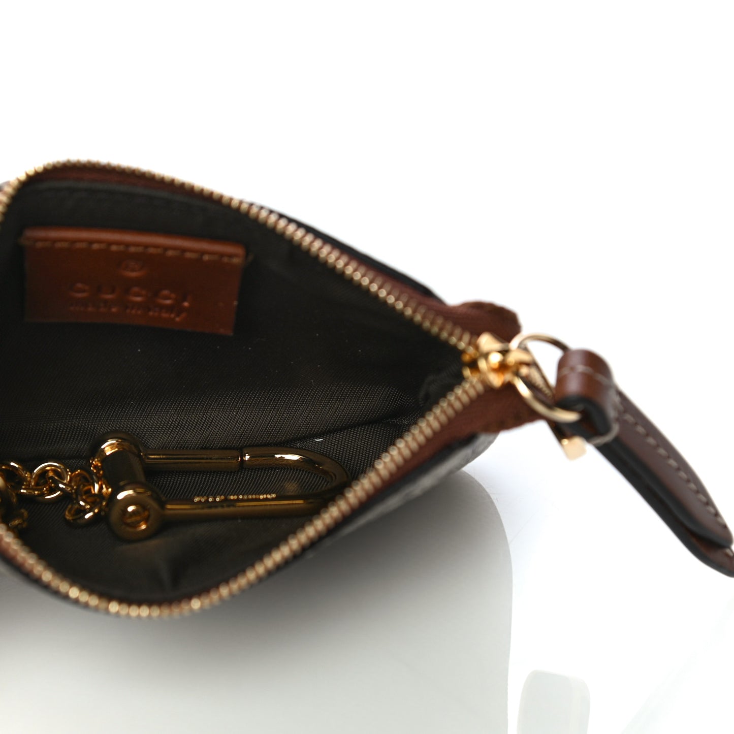 GG Supreme Monogram Key Case Brown