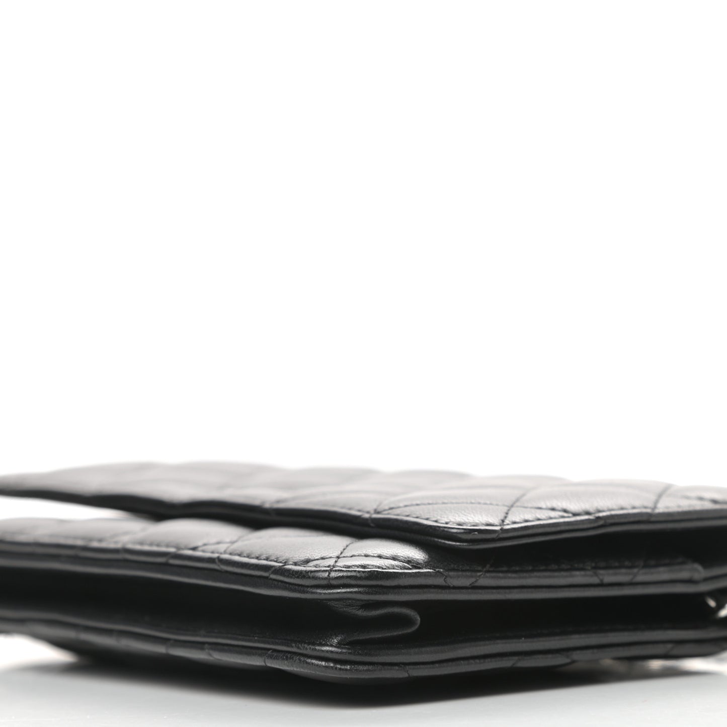 Lambskin Quilted Wallet On Chain WOC Black