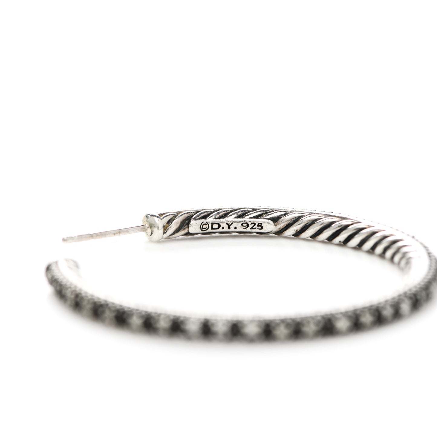Darkened Sterling Silver Diamond Small Midnight Melange Hoop Earrings