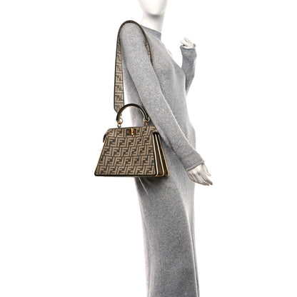 Fendi Chenille Suede Metal FF Small Peekaboo I SEE U Satchel Tortora Nuvola 2 of 11