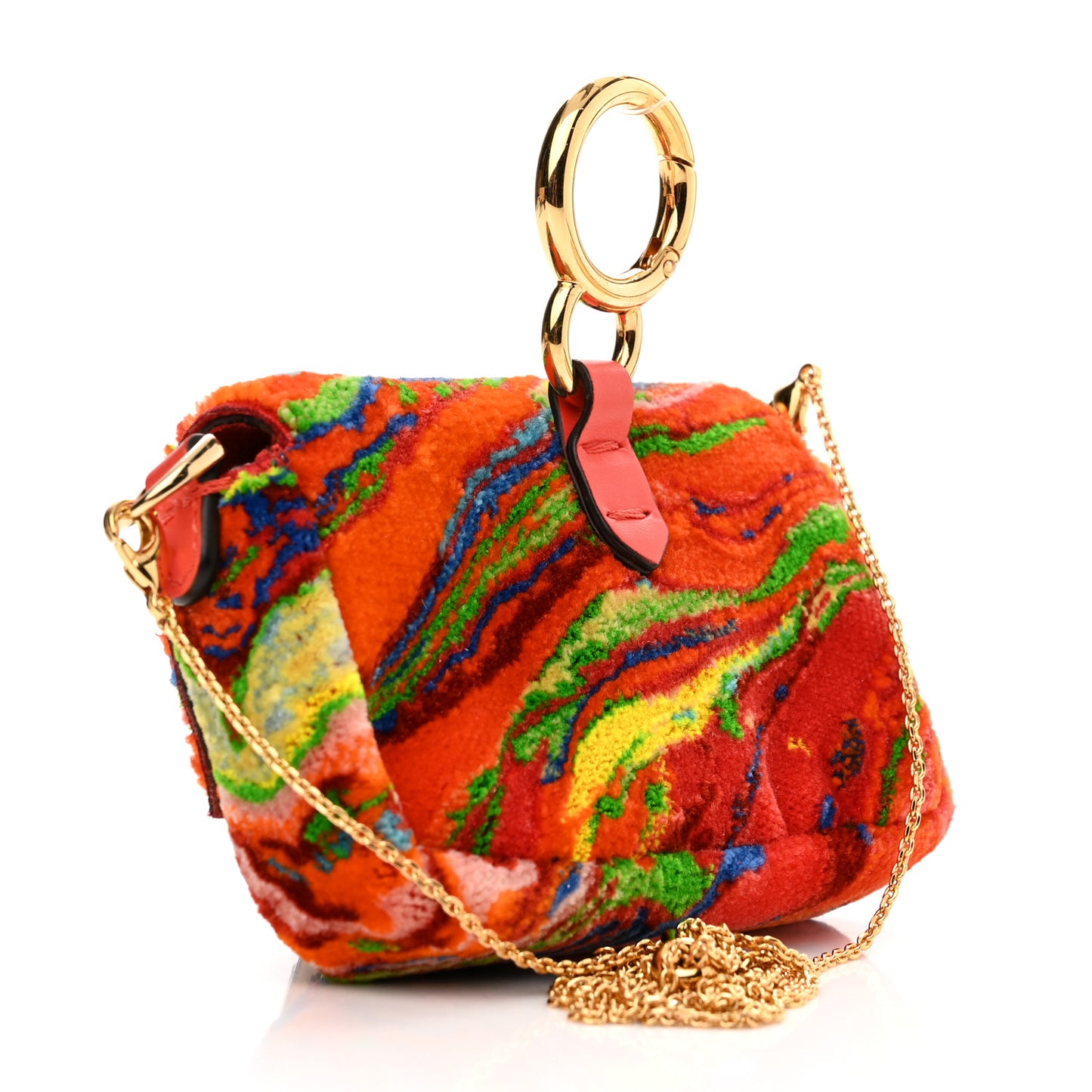 Velvet Marble Nano Maxi Buckle Baguette Charm Rosso Multicolor