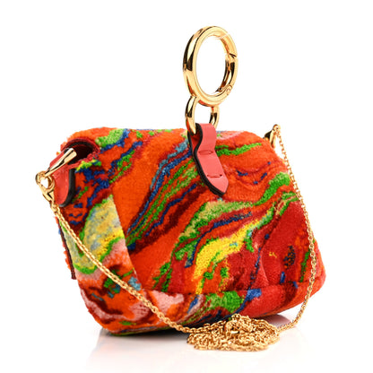 Fendi Velvet Marble Nano Maxi Buckle Baguette Charm Rosso Multicolor 3 of 10