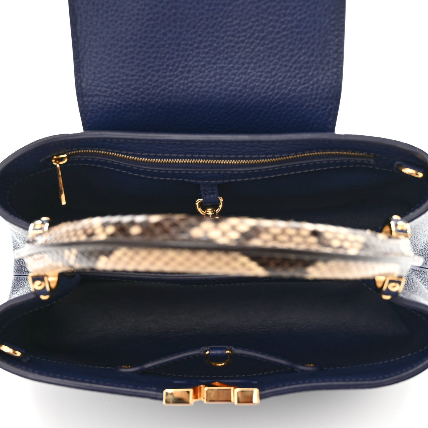 Taurillon Snakeskin Capucines MM Blue