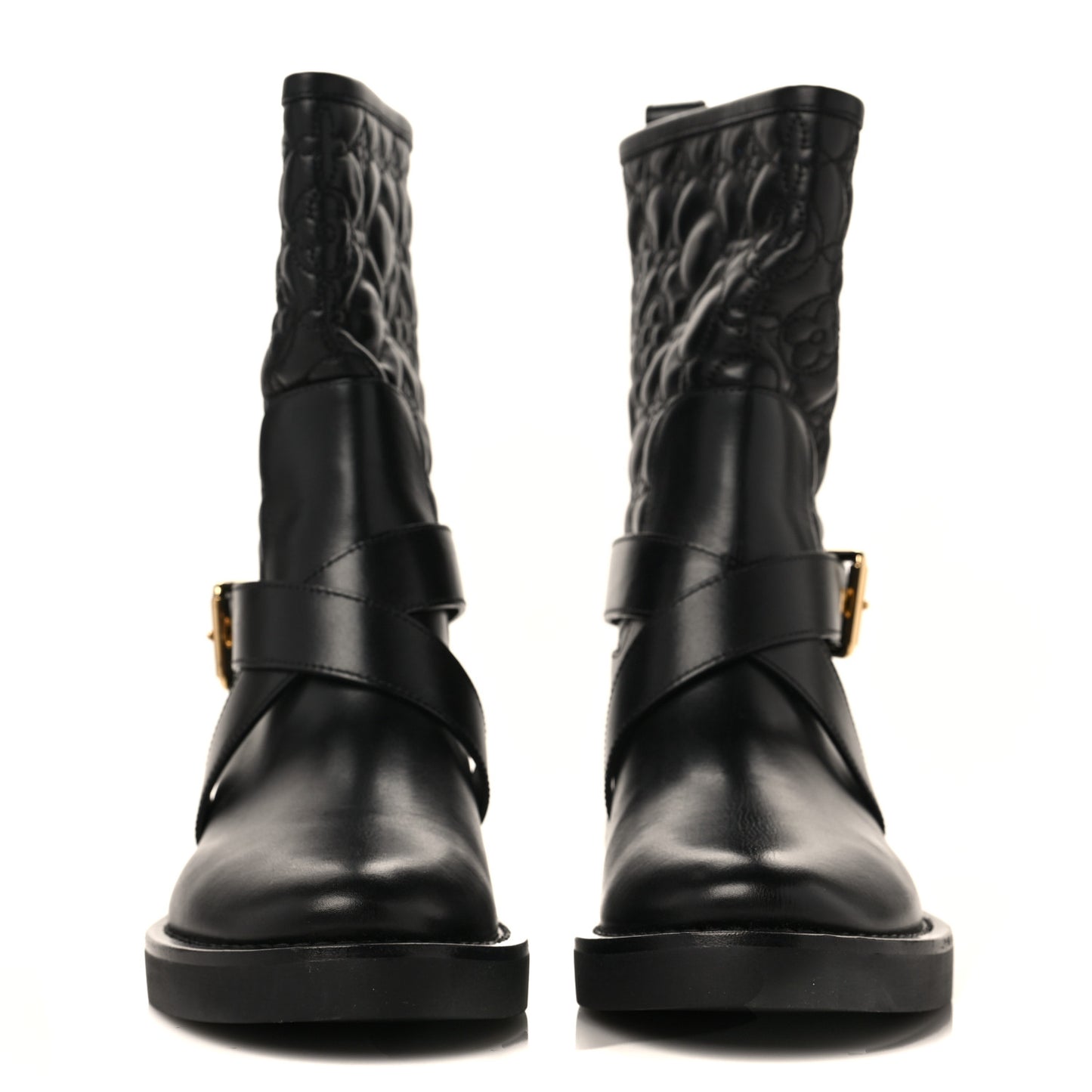 Calfskin Embossed Monogram Rebellion Half Boots 37.5 Black