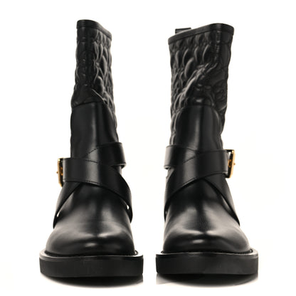 Louis Vuitton Calfskin Embossed Monogram Rebellion Half Boots 37.5 Black 2 of 8