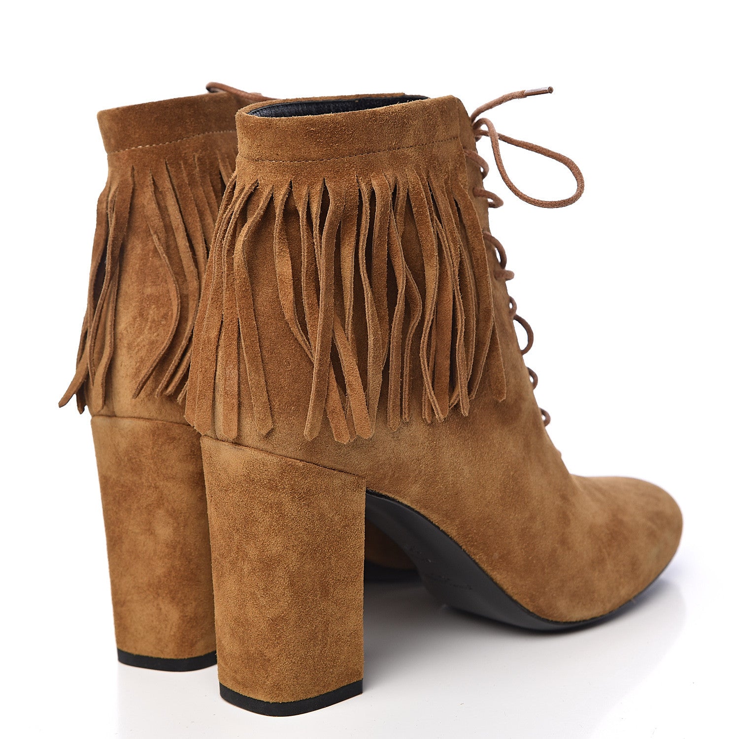 Saint Laurent Suede Babies 90 Fringe Ankle Boots 38 Light Tan 4 of 10