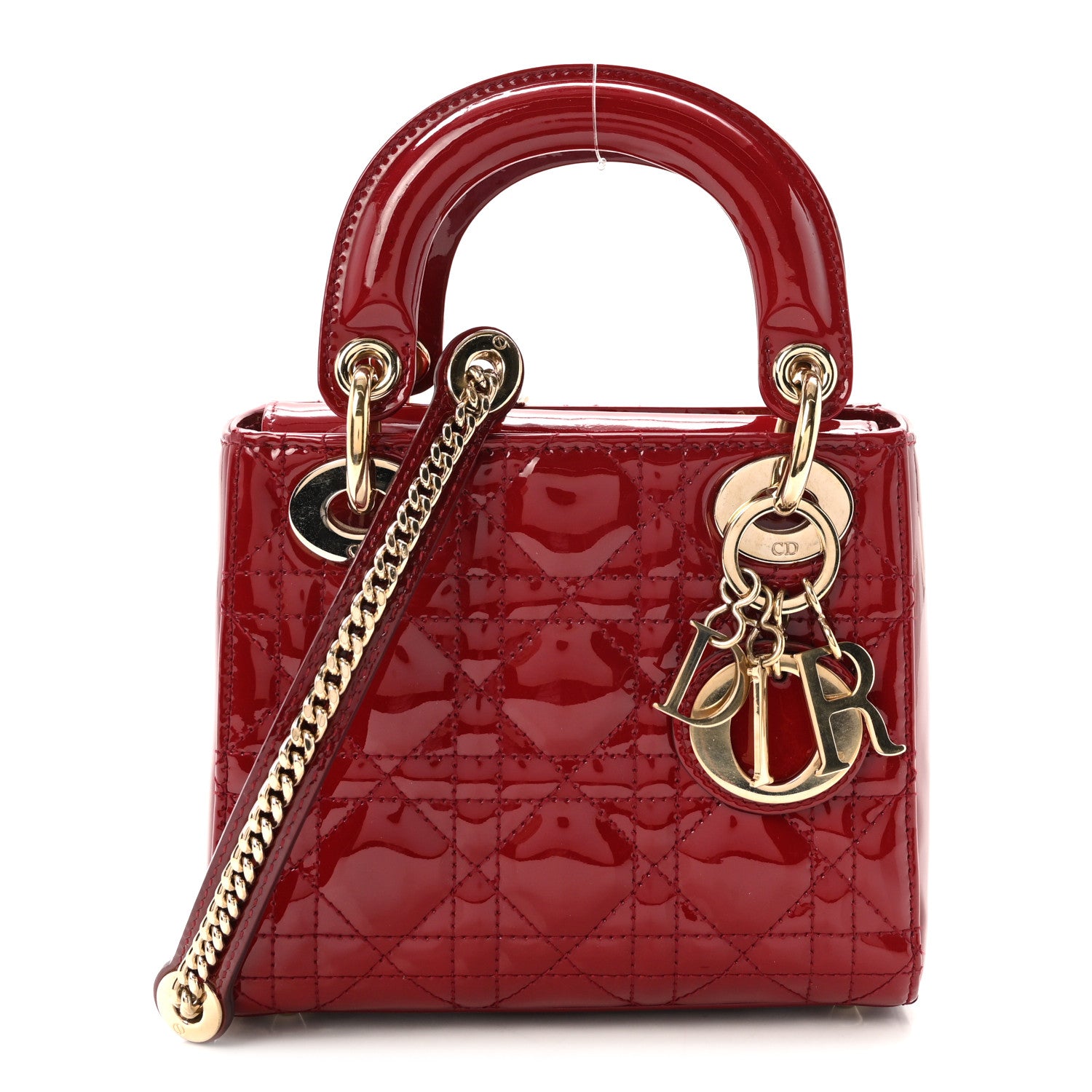 Christian Dior Patent Cannage Mini Lady Dior Red 1 of 9