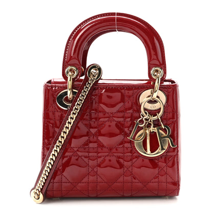 Christian Dior Patent Cannage Mini Lady Dior Red 1 of 9