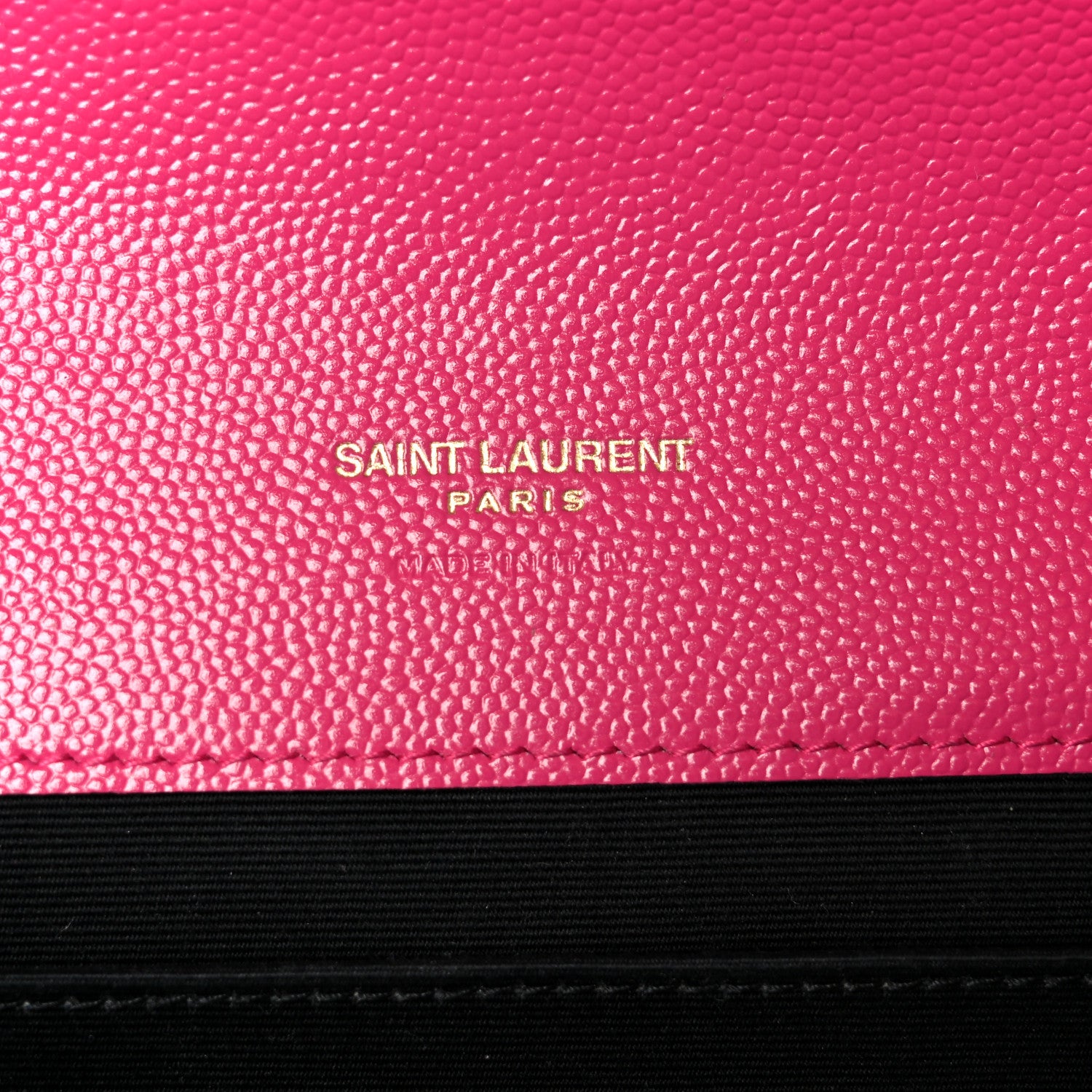Saint Laurent Grain De Poudre Matelasse Chevron Monogram Envelope Clutch Fuchsia 6 of 10
