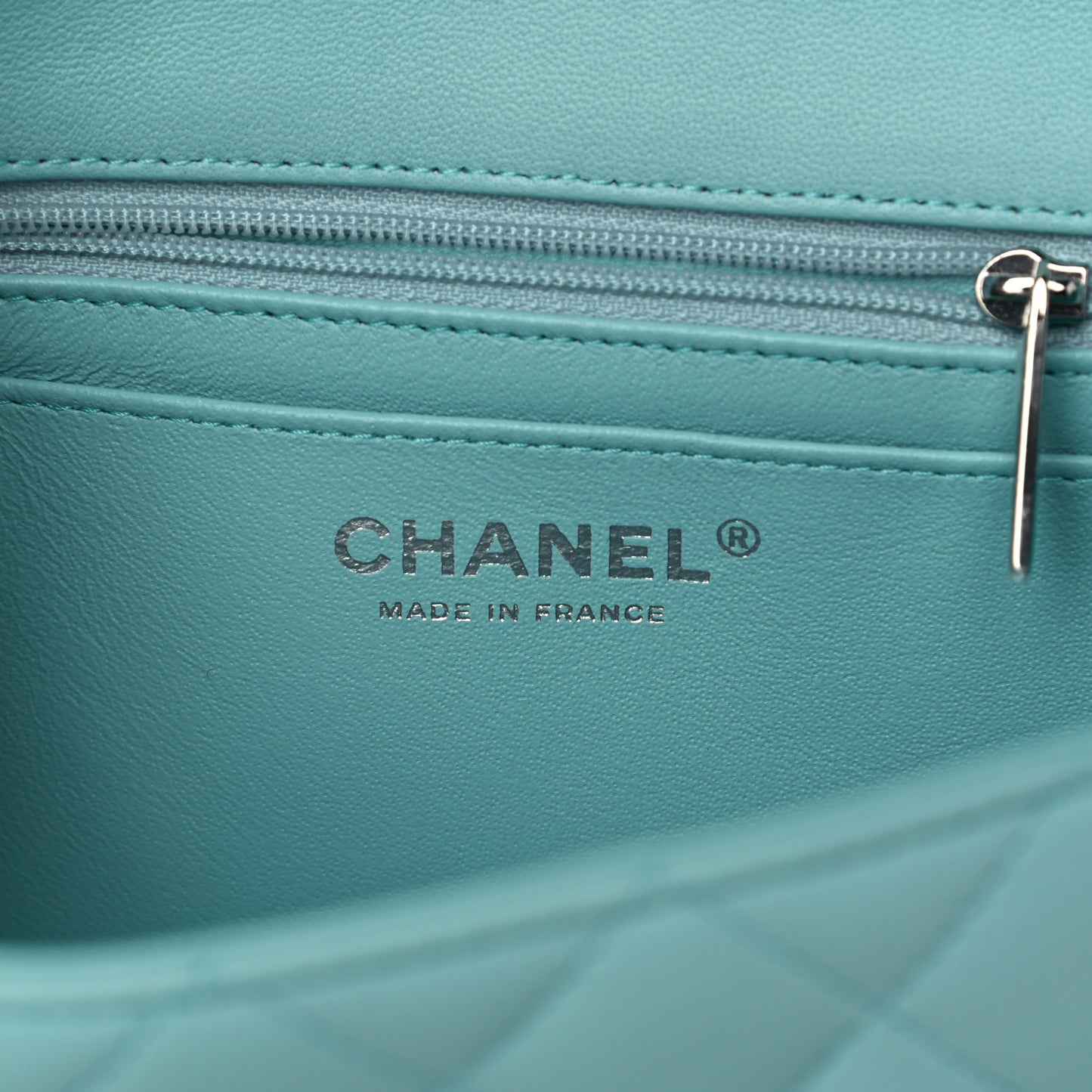 Lambskin Quilted Mini Rectangular Flap Light Blue